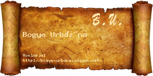 Bogye Urbána névjegykártya